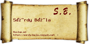 Sárdy Béla névjegykártya