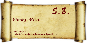 Sárdy Béla névjegykártya